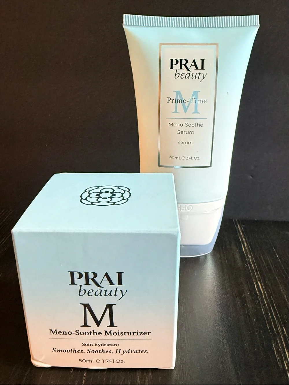 PRAI Beauty | Meno‐Soothe Serum & Moisturizer | Skincare Duo | New | Bonus Gift